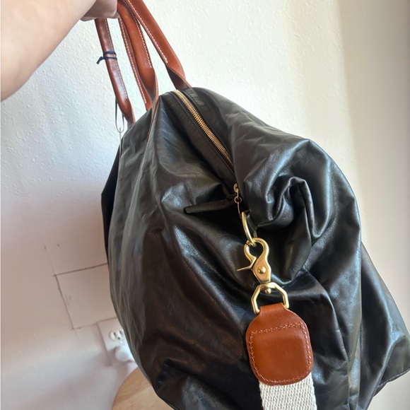 Clare V Weekender Black Leather Rustic Trim NWT - Picture 8 of 13